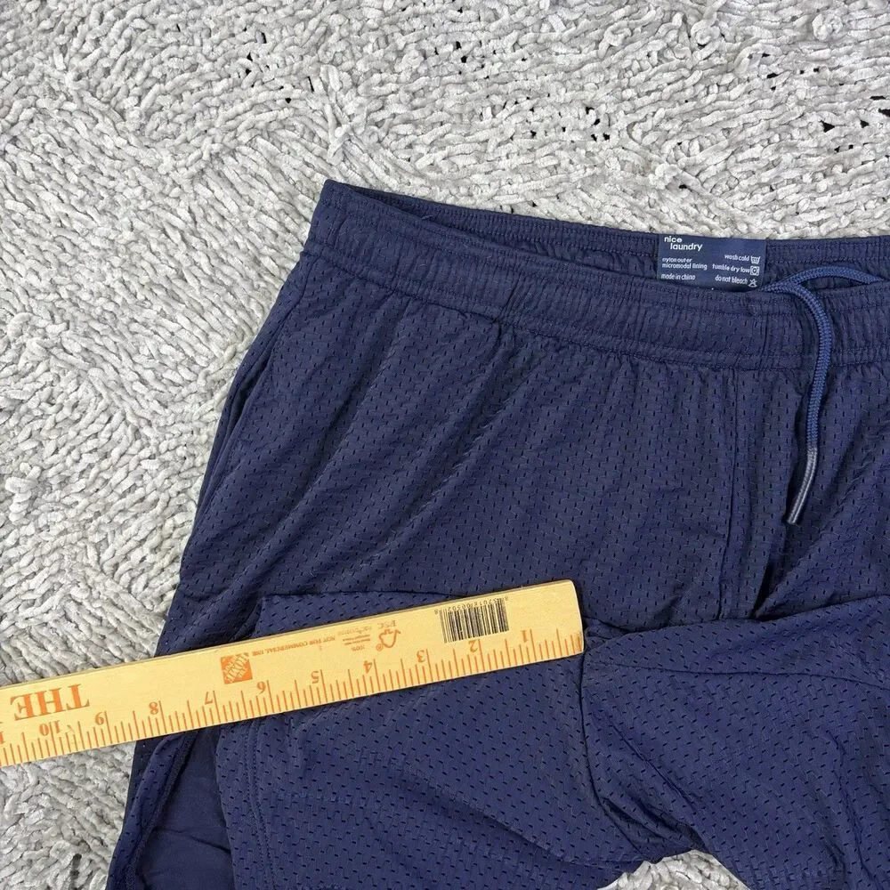 Nice Laundry Mesh Shorts Mens XL Lined Navy Blue Stretch Drawstring Loungewear